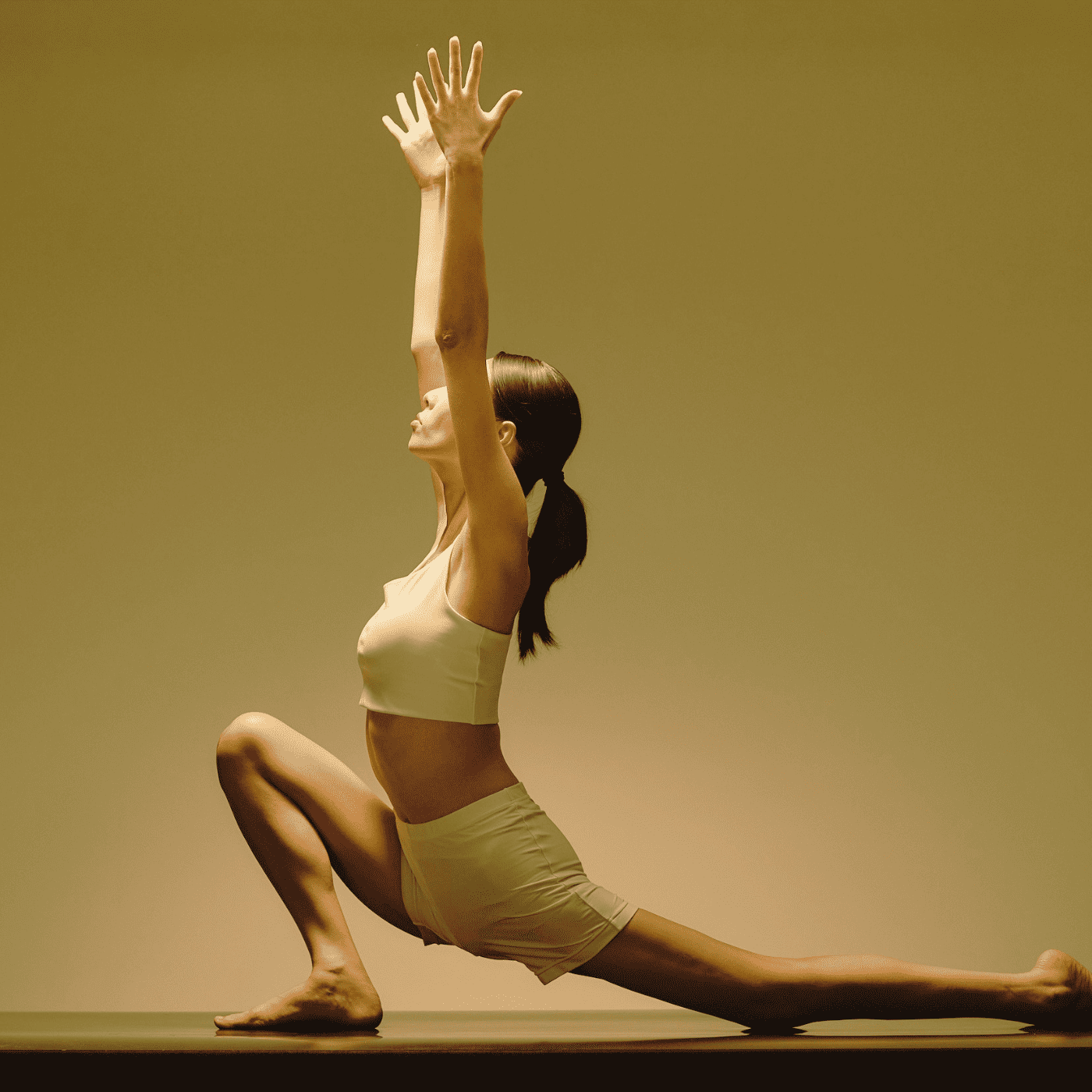 Yoga position with hands up